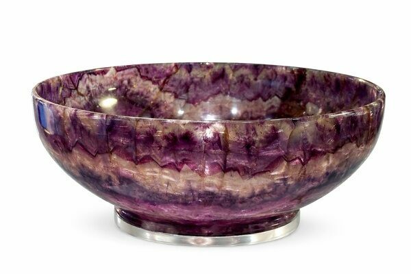 Bowl made from Derbyshire Blue John. Located Castleton Visitor Centre, Derbyshire.